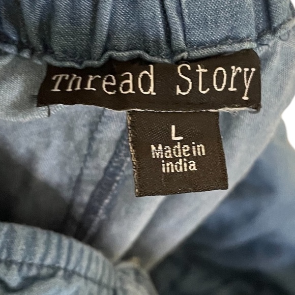 Thread Story Blue Denim Jumpsuit with Adjustable Straps - Size Large - Picture 11 of 11